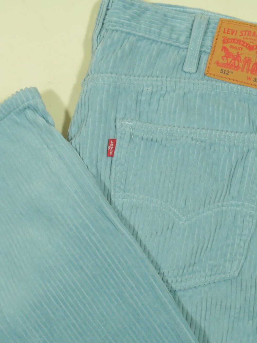Levis 512 Slim Taper Corduroy Pants Mens 38 Blue Wide Whale Cotton New